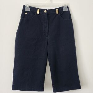 St. John Sport by Marie Gray Navy Bermudas Shorts with Gold Accents Size 2